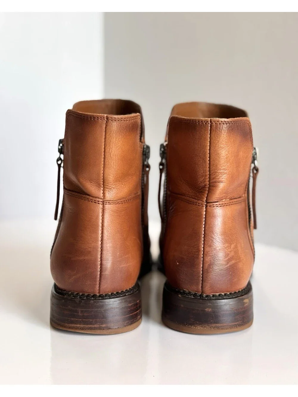 Franco Sarto Halford Womens Brown Leather Comfort Casual Ankle Booties Size 9.5M